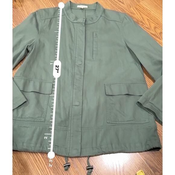 Eileen Fisher Green Organic Cotton Army Utility Cargo Jacket Size PM - Picture 6 of 7